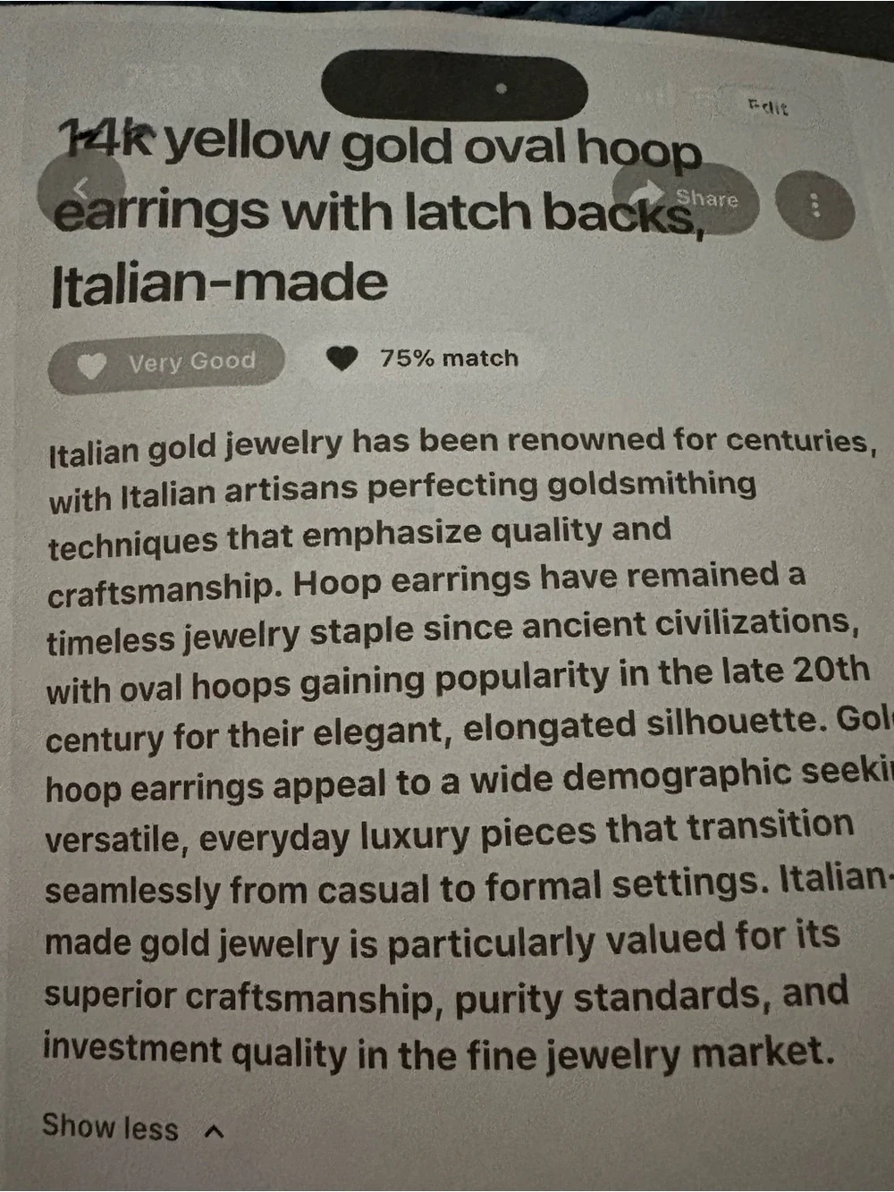 14K yellow Gold Oval Hoop earrings with latch backs. - Picture 2 of 11
